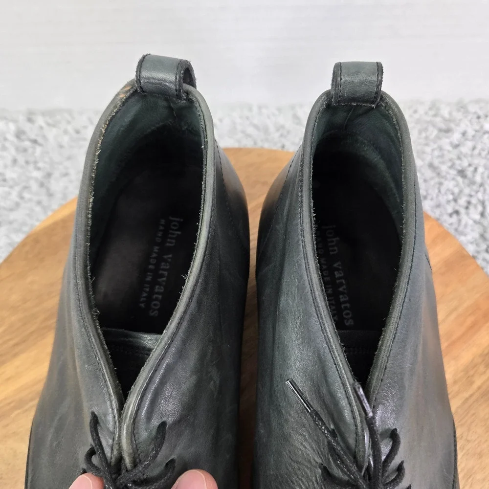 John Varvatos Mens 13 Gray Leather Casual Daily Handmade in Italy Chukka Boots
